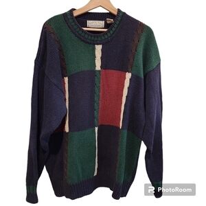 American Eagle Outfitters VTG 90s Y2K Cable Knit Color Block Varsity